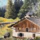 HST painting "Alpine chalet" Mountain 19th century