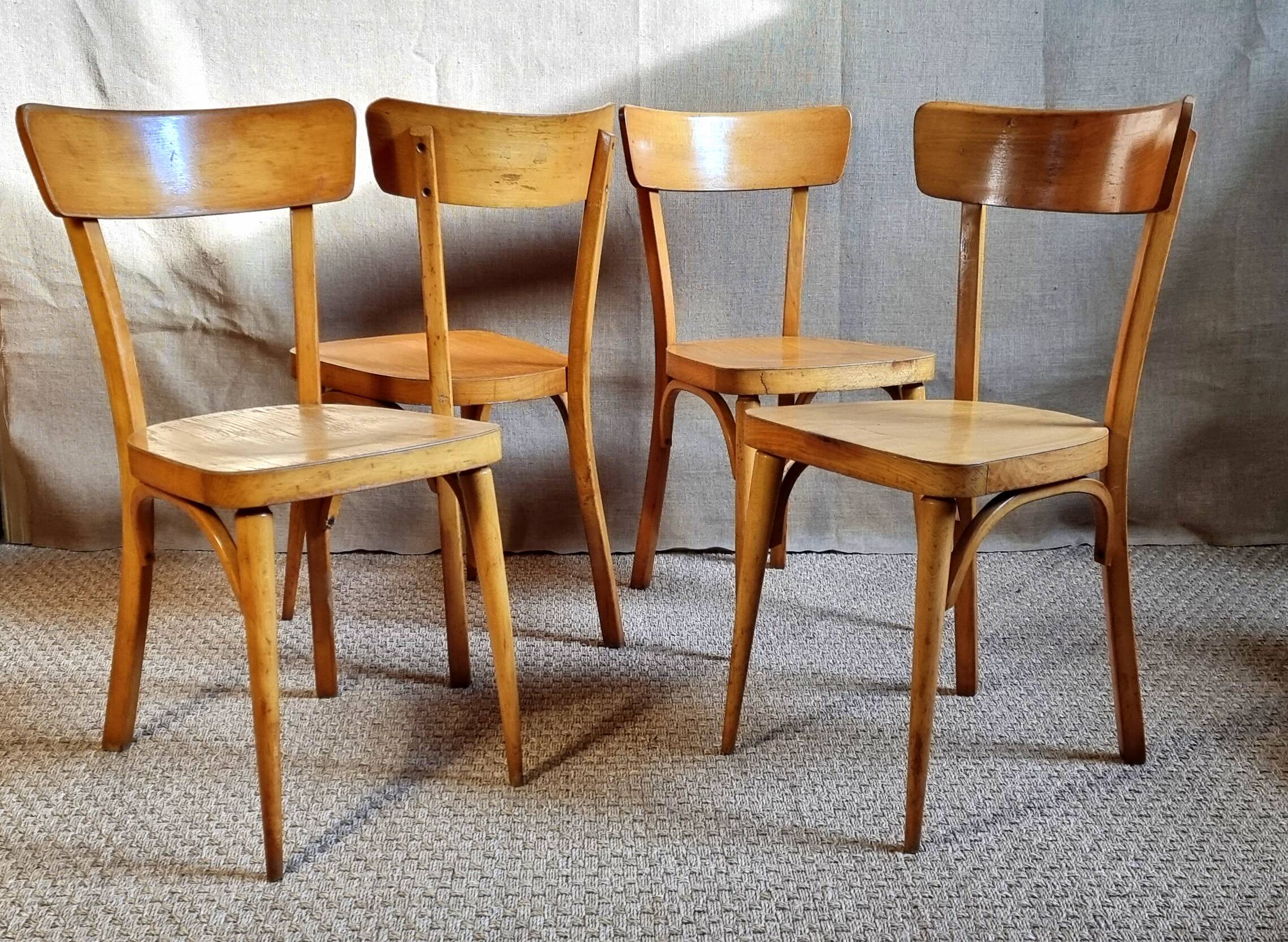 4 60s bistro chairs in bentwood