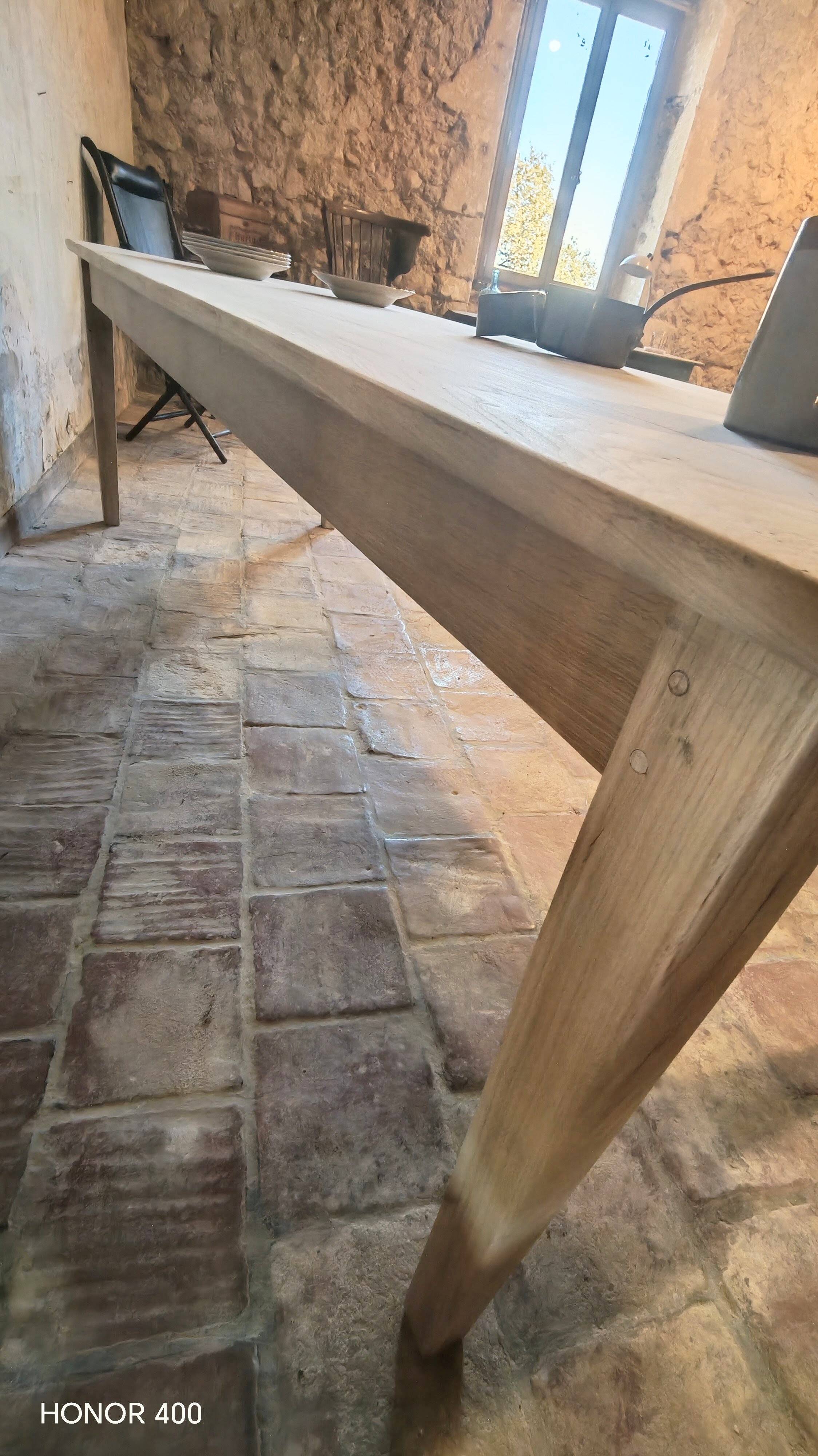 French solid oak farmhouse table 239x89 Raw patinated
