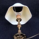 French Louis XV Style Table Lamp: Cream Hexagon Shade, Gold Trim