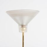 Pair of Italian golden floor lamps with glass shade, 1970’s