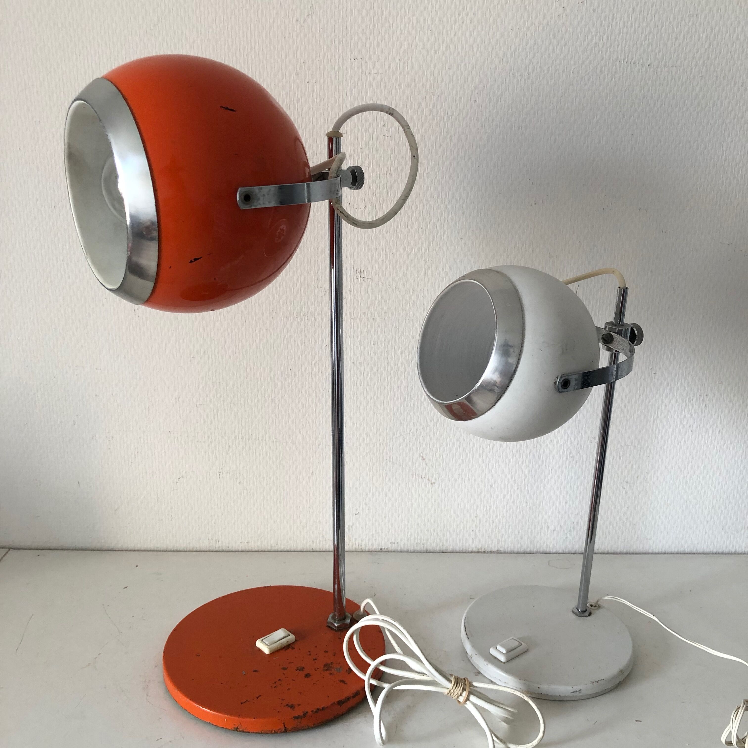 Large eyeball lamp carrot, vintage 1970s