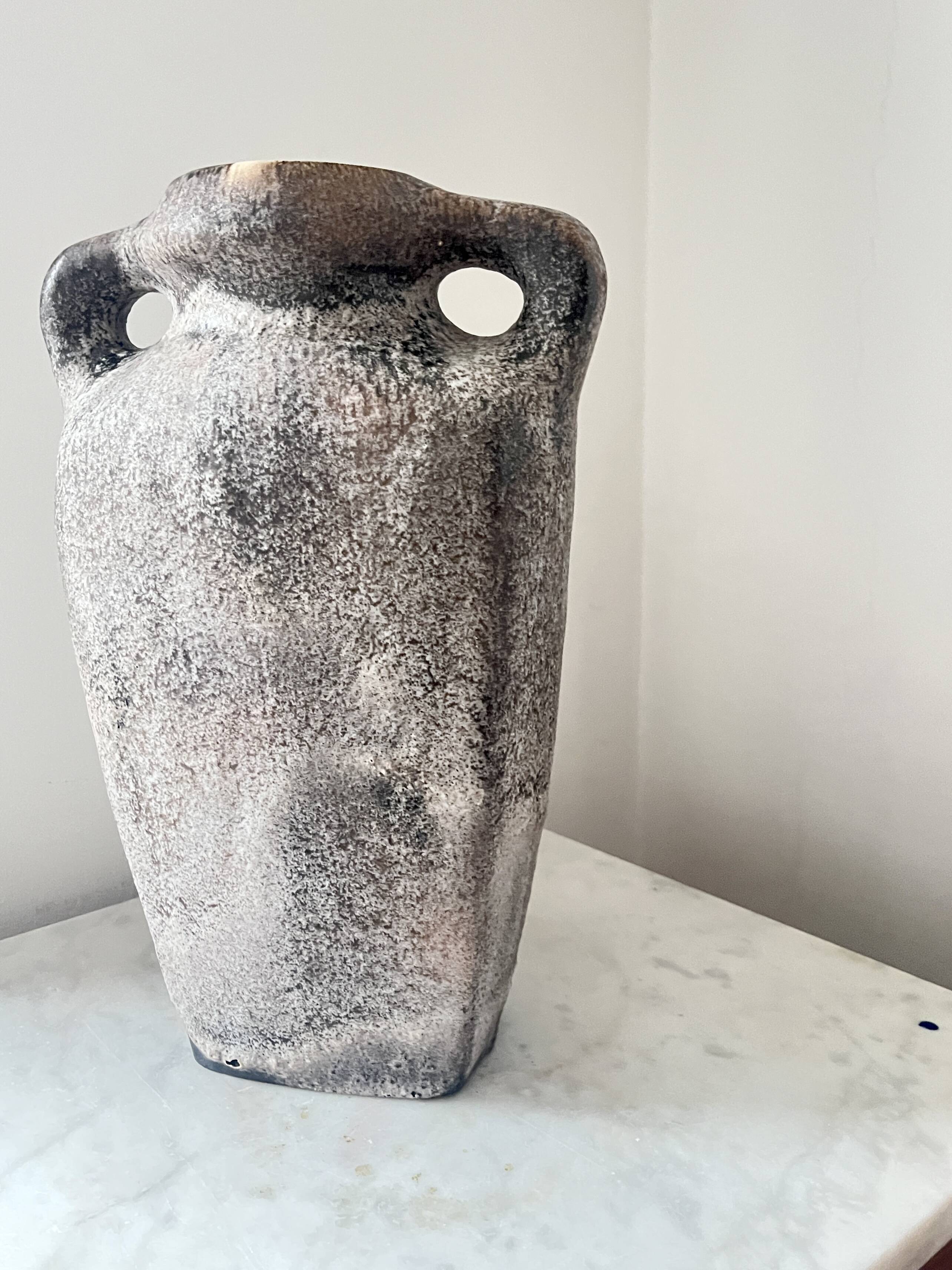 Vintage German Lava Style Grey Brown Amphora Vase, West Germany 1970s