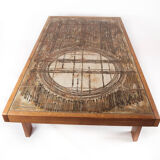 Table basse en teck avec carreaux de design danois, années 1960