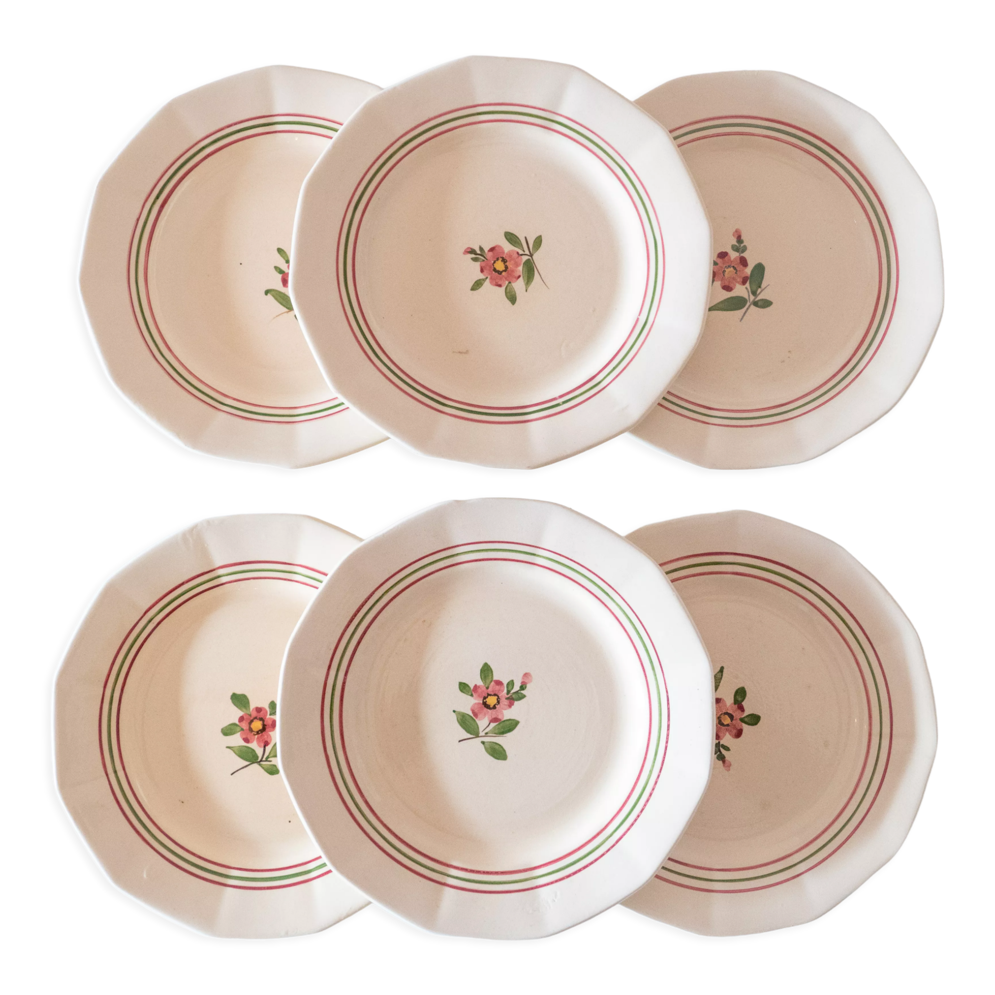6 flat plates old Sarreguemines "Armelle"