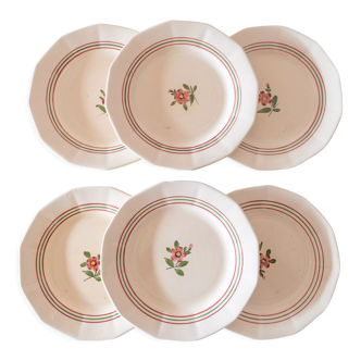 6 flat plates old Sarreguemines "Armelle"
