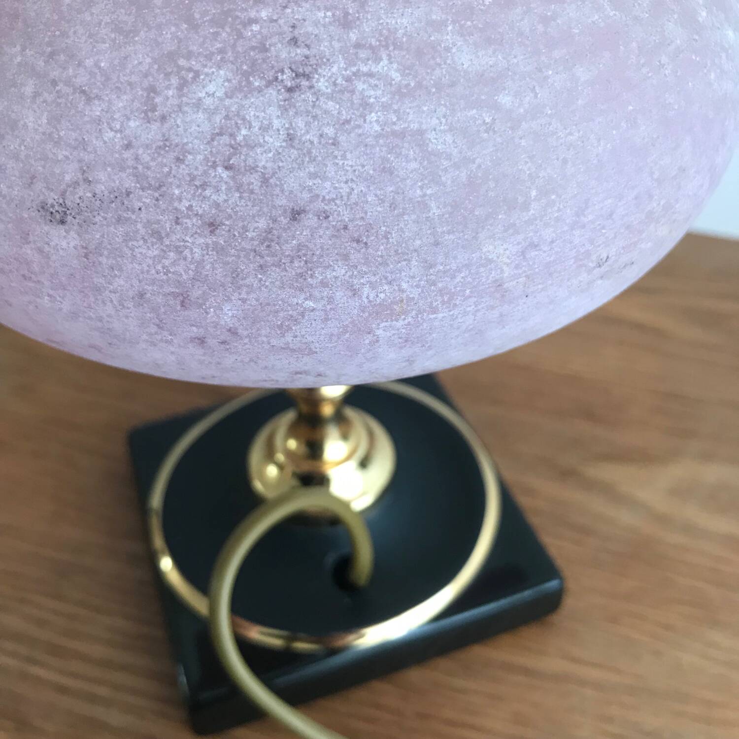 Vintage ceramic lamp brass and pink glass ball
