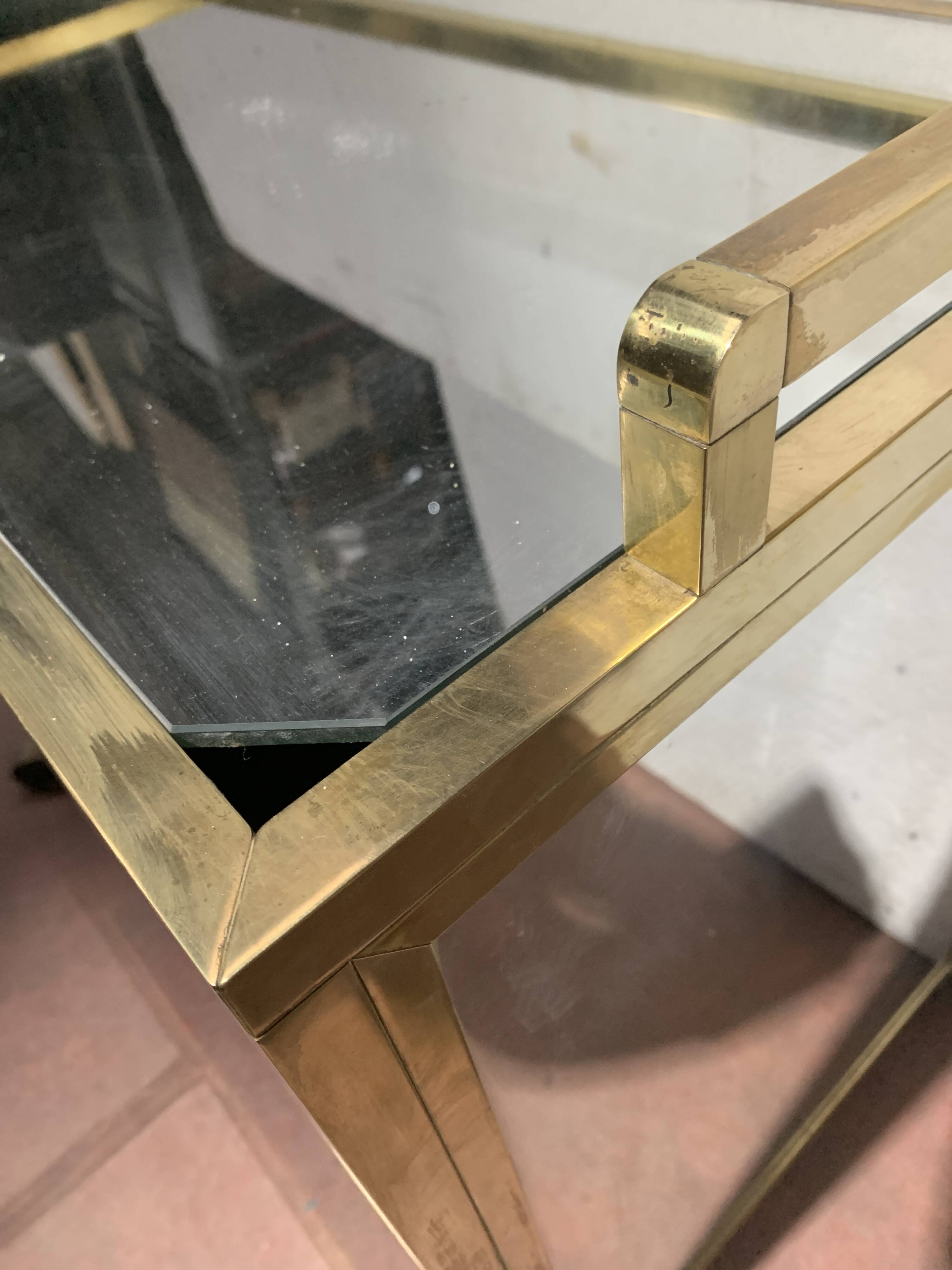 1970s brass bar with a mirrored front from the 20th century.