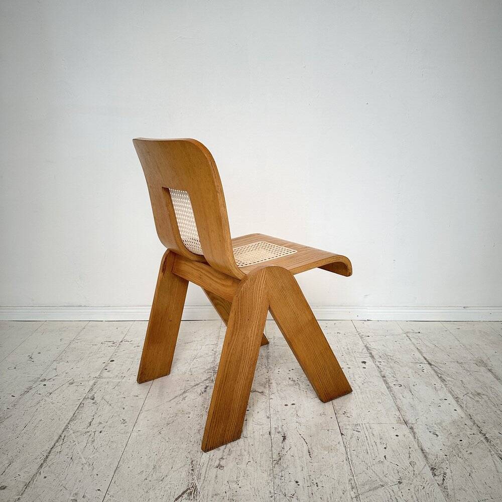 Mid-Century Italian Dining Chair in Ash and Cane by Gigi Sabadin for Stilwood, 1972