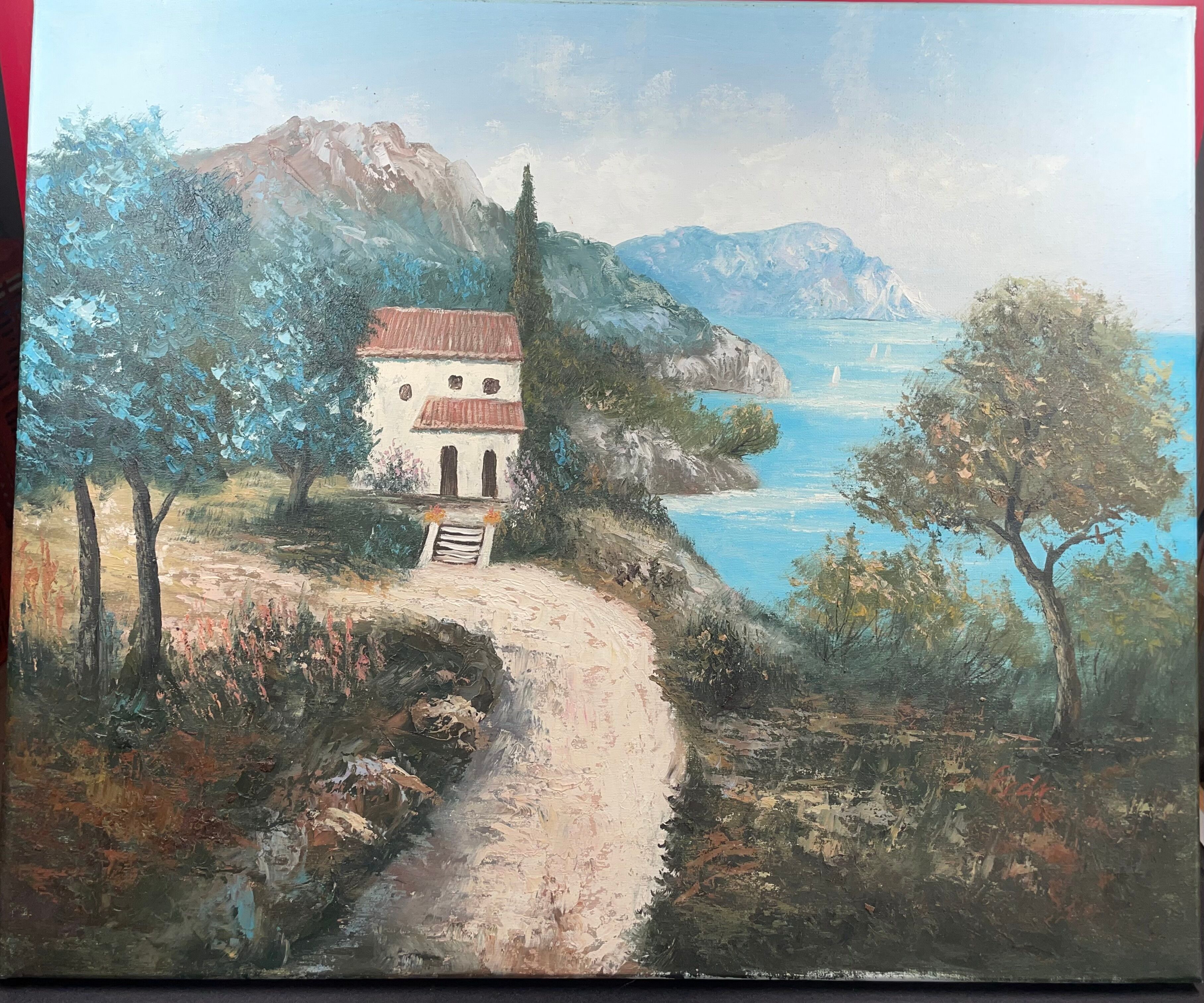 Painting without frame Oil on canvas Landscape of the Esterel