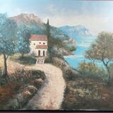Painting without frame Oil on canvas Landscape of the Esterel