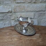 Old sauce boat on fixed frame in silver metal M & Co