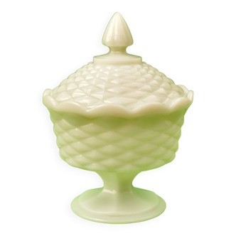 Fenton Milk scalloped milk glass candy dish - 1970s