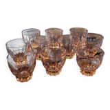 Lot de 10 verres saumon facettés — années 50–60
Lot de 10 verres saumo