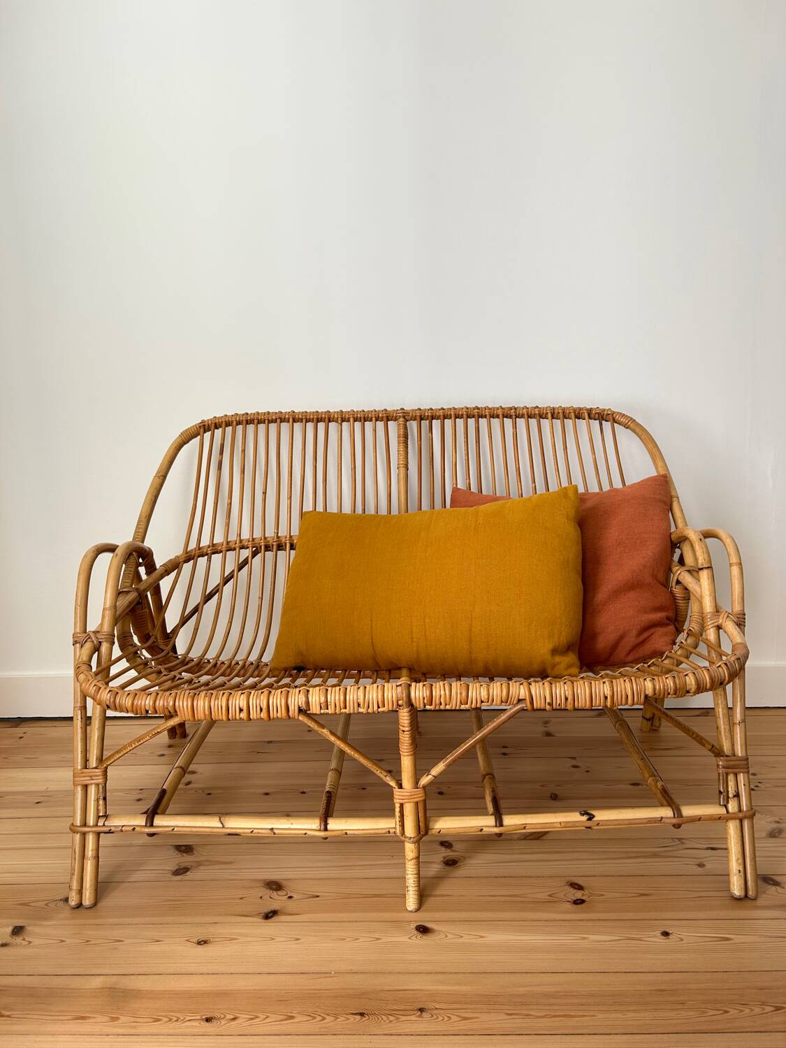 Vintage rattan bench