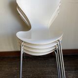 Set of 4 chairs series 7 Jacobsen Fritz hansen 1969 Denmark white
