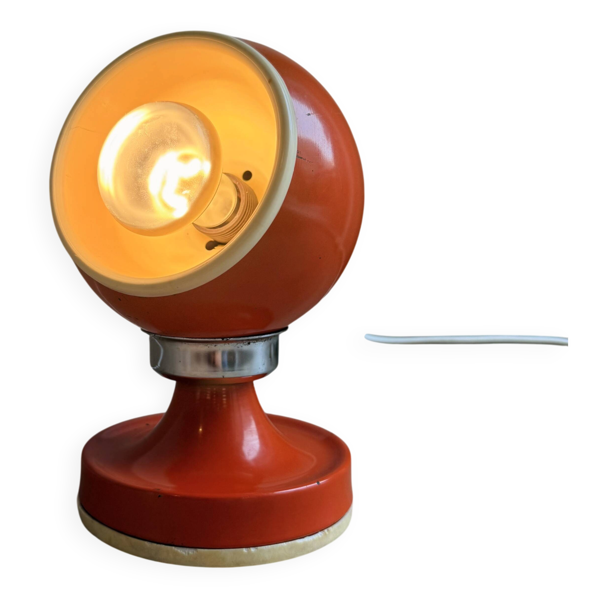 Eyeball Magnet Table Lamp – Orange & Chrome Metal (1970s)