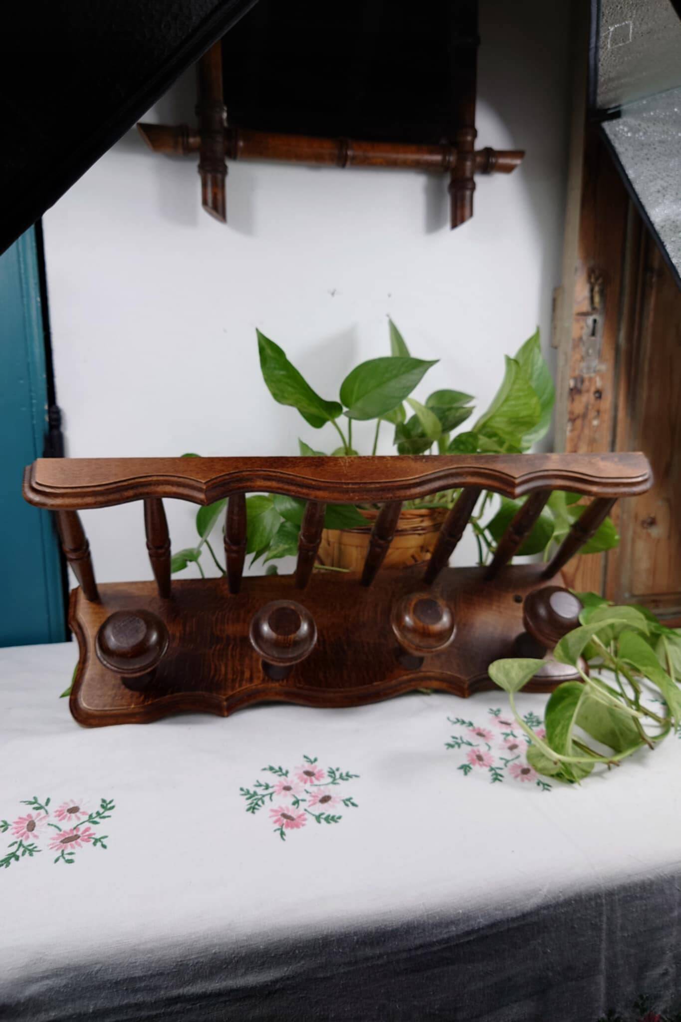 Wooden wall hook with hat shelf