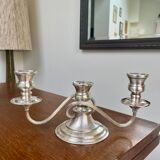 English triple chandelier in silver-plated metal – Made in England