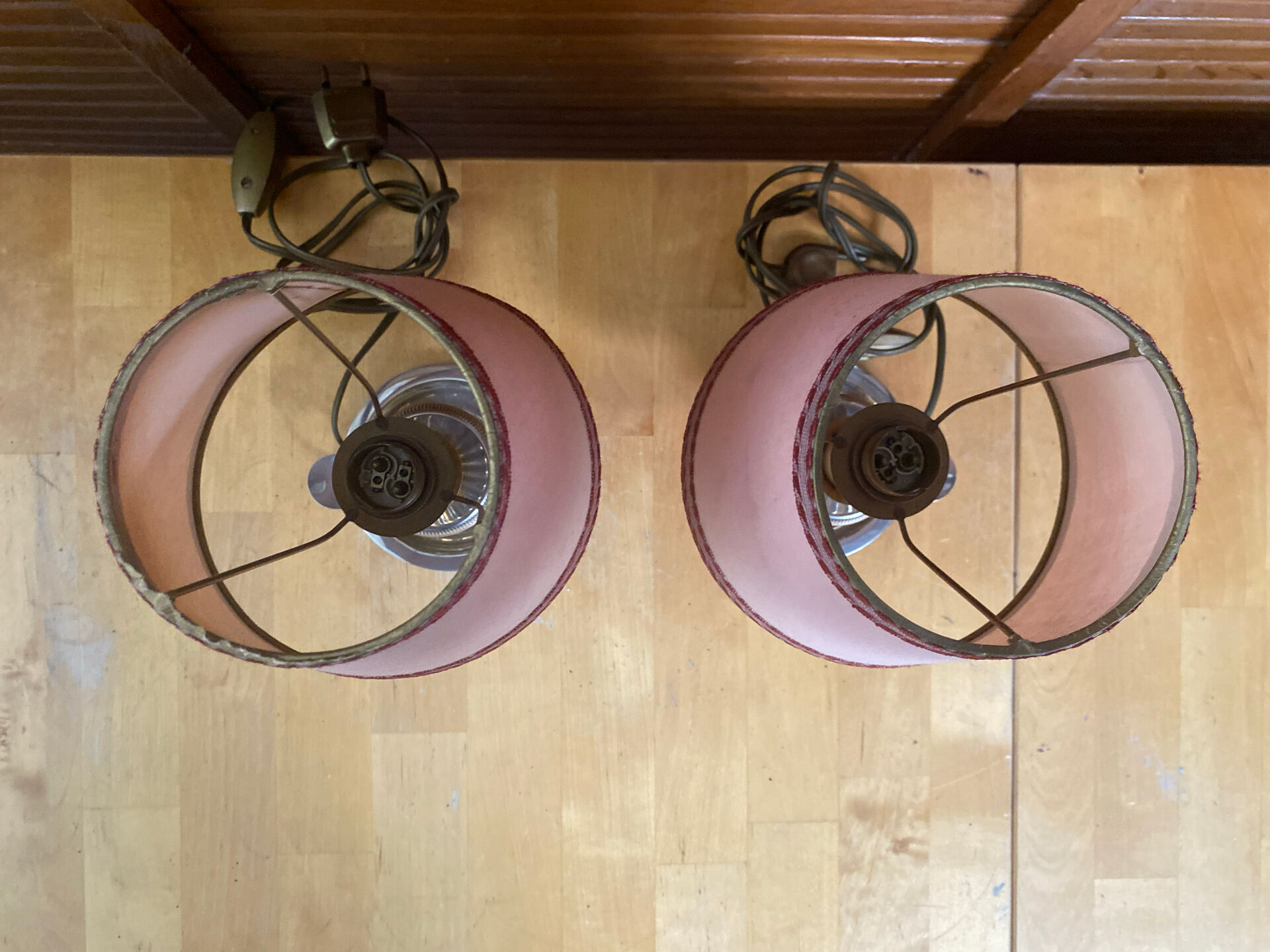 Pair of Vintage Brass Cave Rat Bedside Lamps France