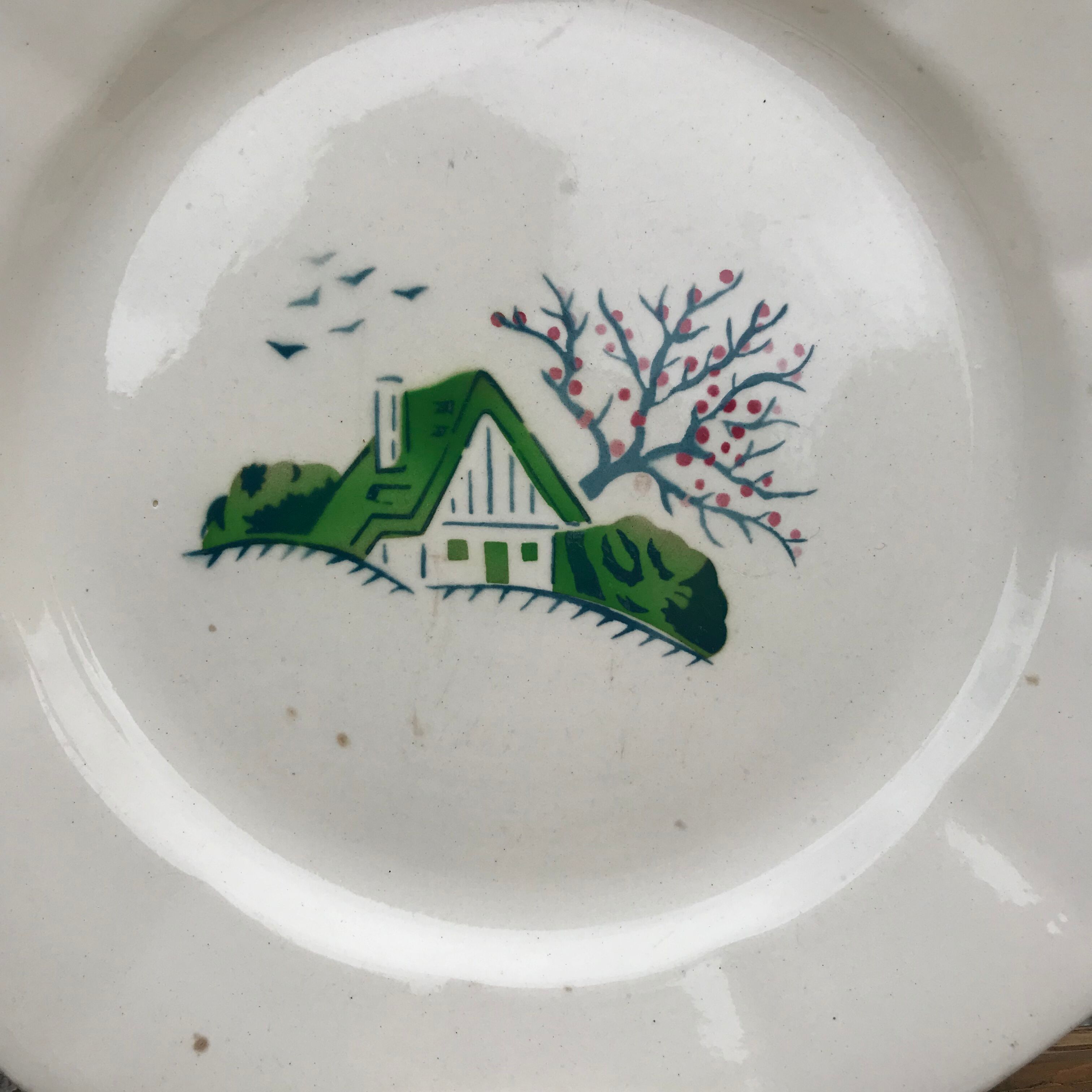 Set of 6 old flat plates Digoin/Sarreguemines model BAYEUX