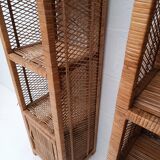 Pair of slim rattan shelves