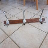 Wooden and aluminum coat rack 3 hooks with old fixaton