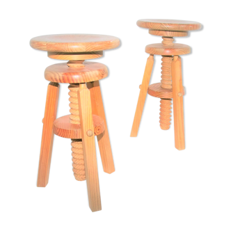 1960s pine corkscrew stools