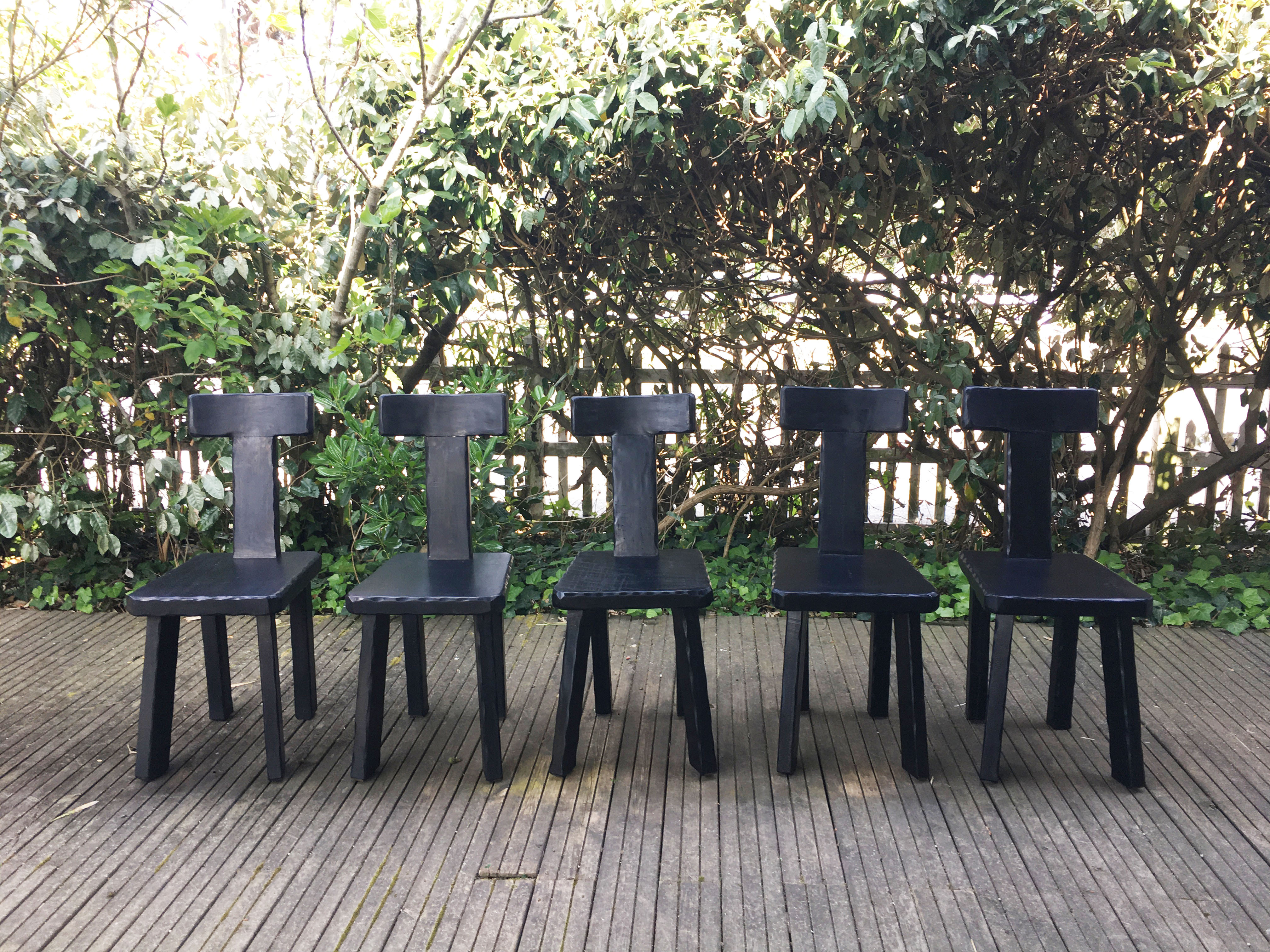 Set of chairs 1950 black woods