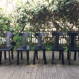 Set of chairs 1950 black woods