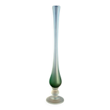 Green and white gradient soliflore vase on frosted glass base, height: 34cm