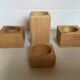 Set of four scandinavian wooden candle holders