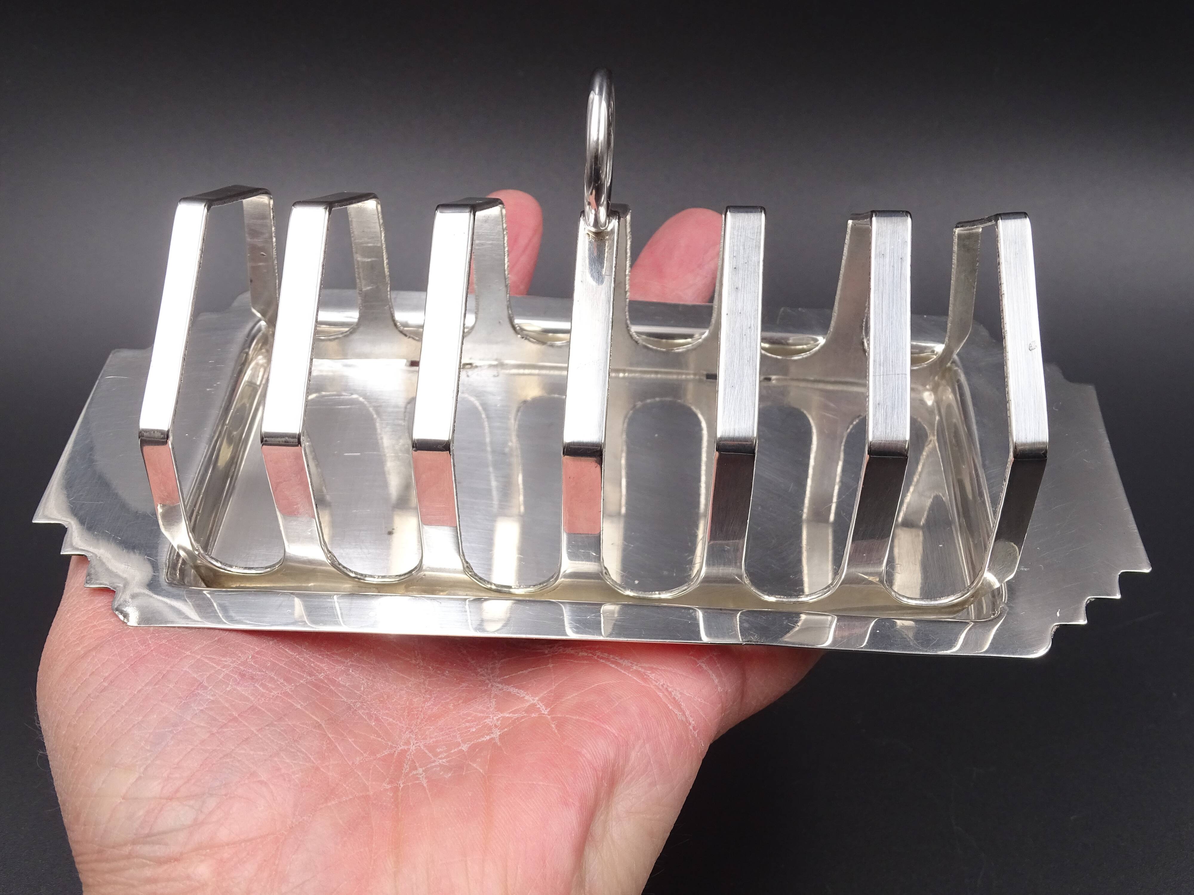 Silver metal toast holder, circa 1940 - good condition