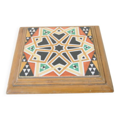 Dessous de plat carreau de faïence - mosaïque multicolore