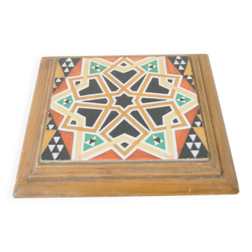 Dessous de plat carreau de faïence - mosaïque multicolore