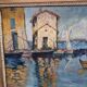 French Impressionist Painting with Harbor View signed Etienne, 1920/30s