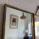 Vintage 1900 triptych barber mirror in gold, gallant scene - 20 x 59 cm