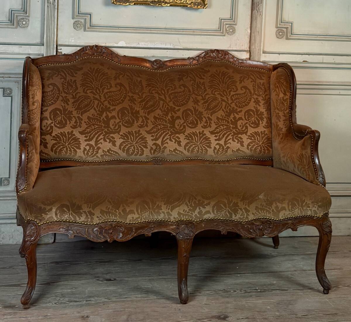 Small Louis XV style wingback bench, circa 1880