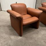 Pair of Italian designer leather armchairs