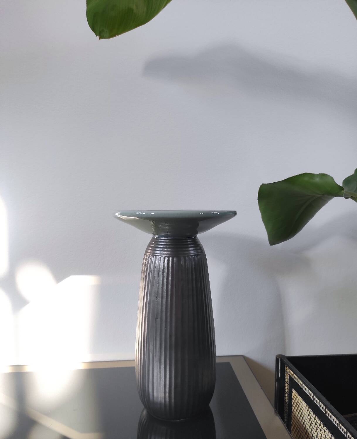 Vintage architectural vase in two-tone ceramic