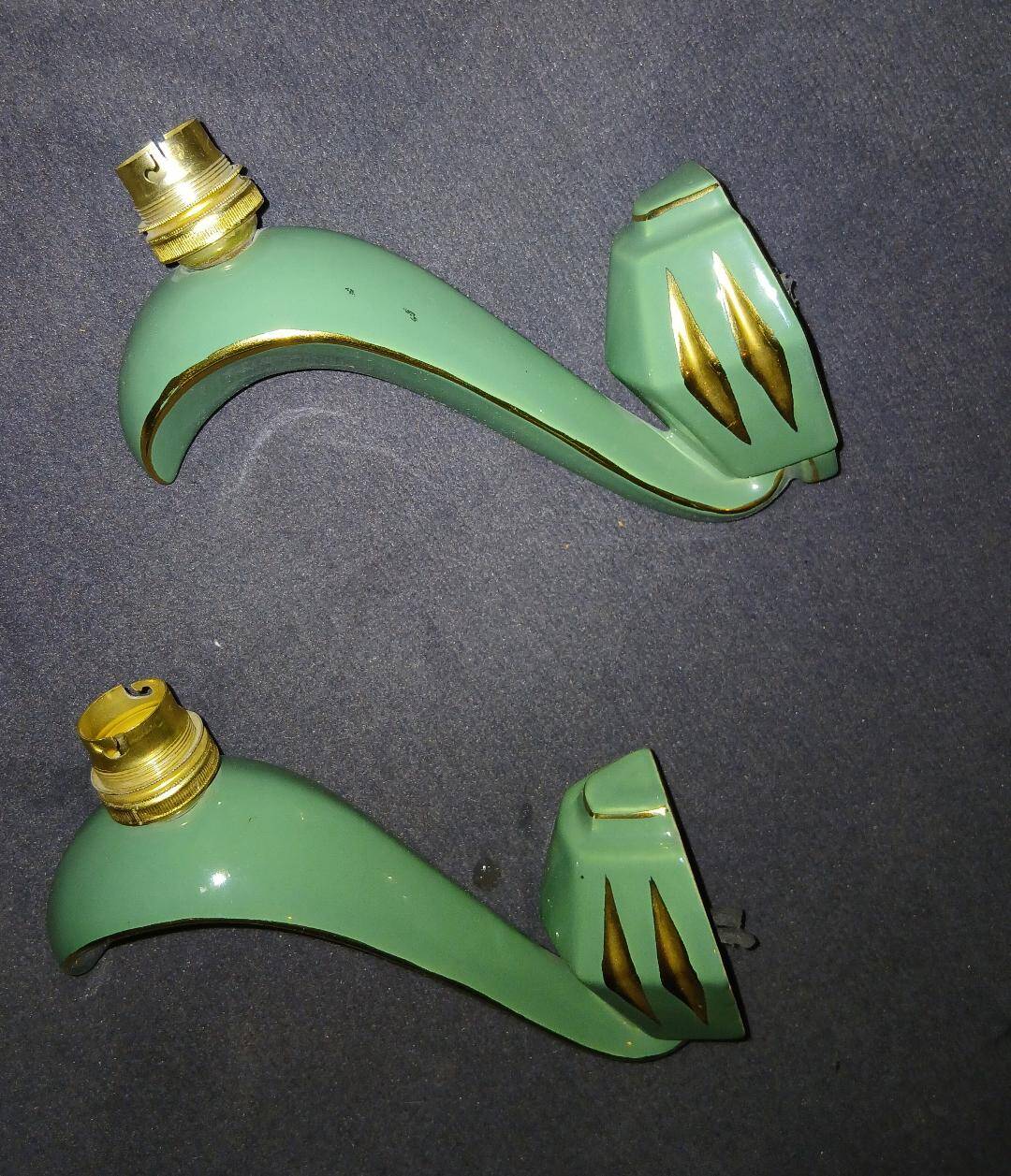 Paire d'applique murale vertes céramique année 50 60