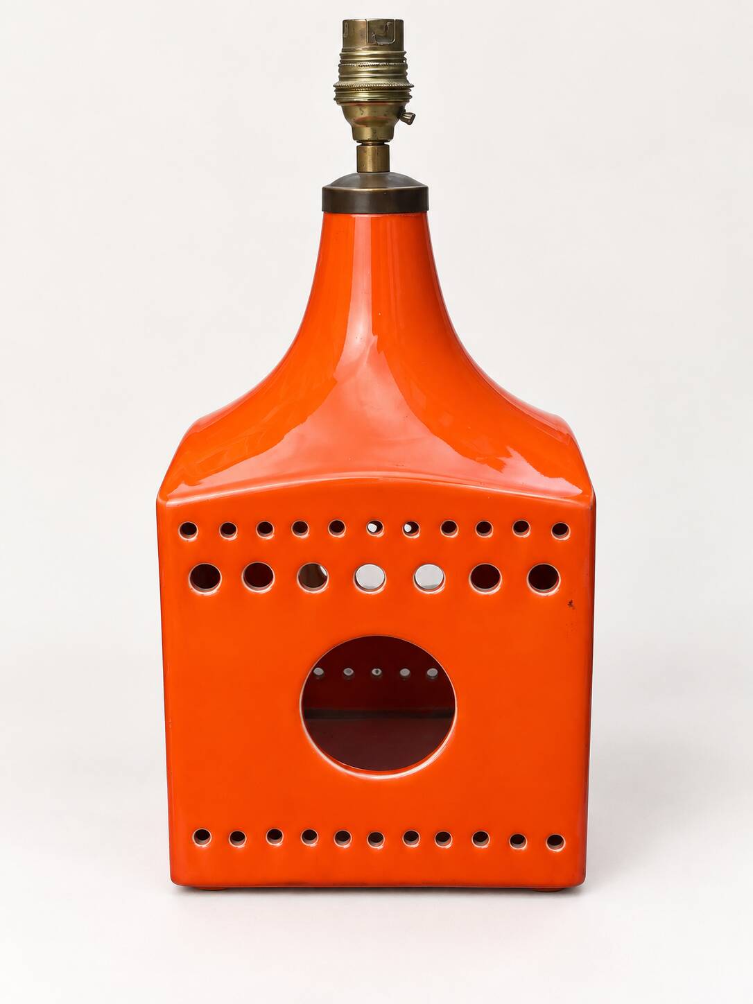 Vintage orange ceramic lamp – Poteries du Marais – 1970s