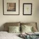Paire de housses de coussin, velours ancien et lin verts