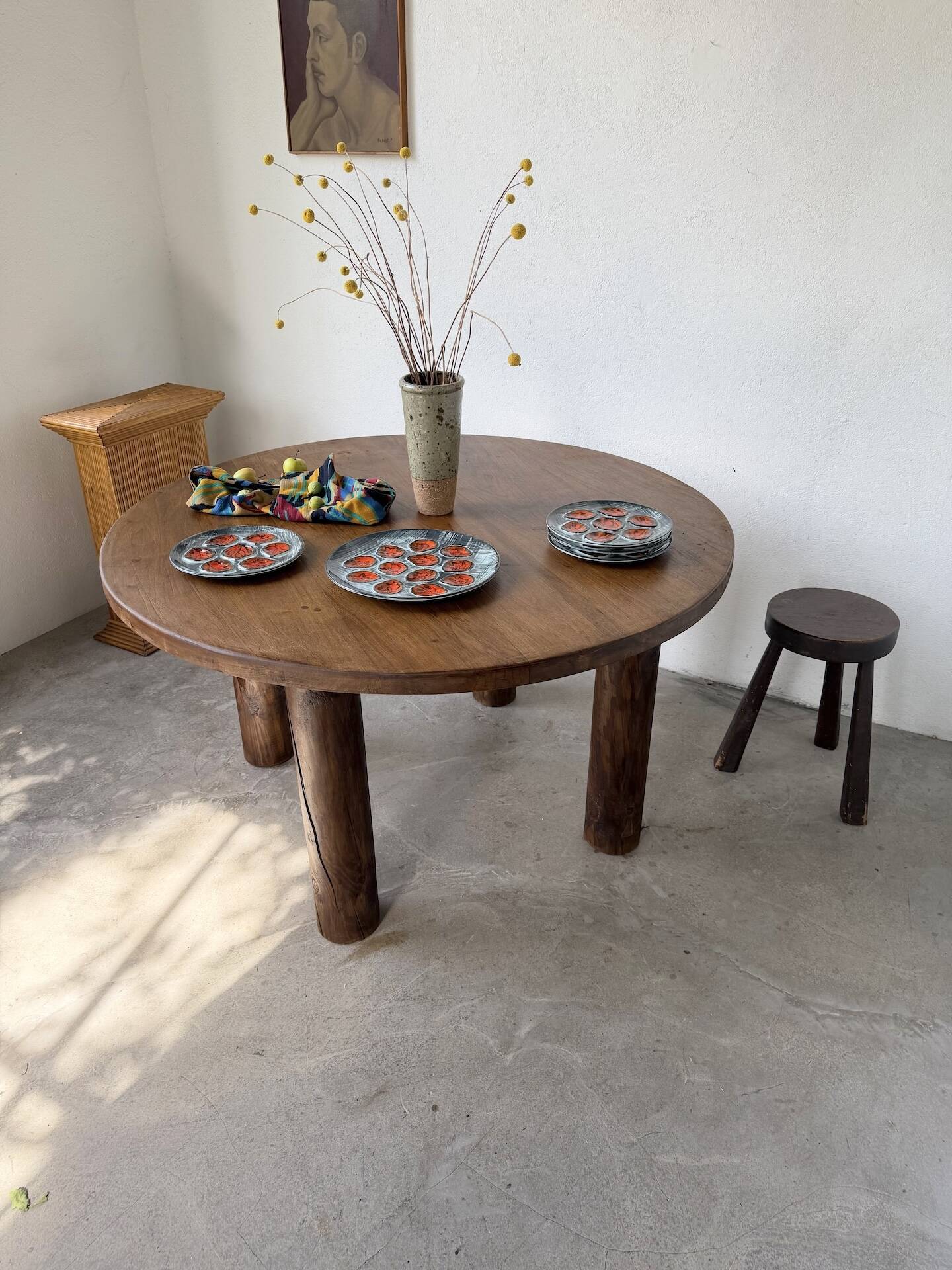 Round table 1950s constructivist walnut