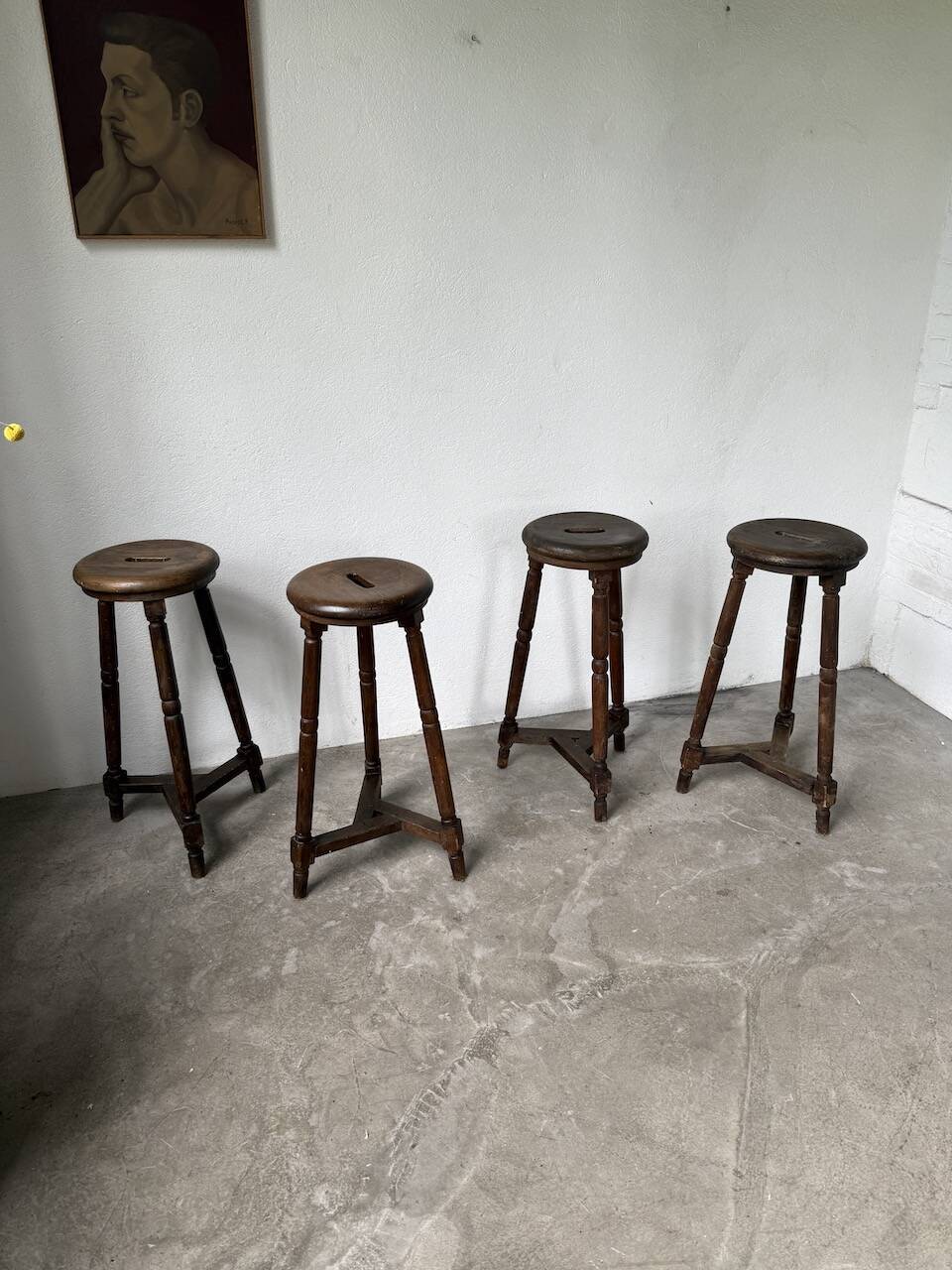 Oak bistro stools 1950