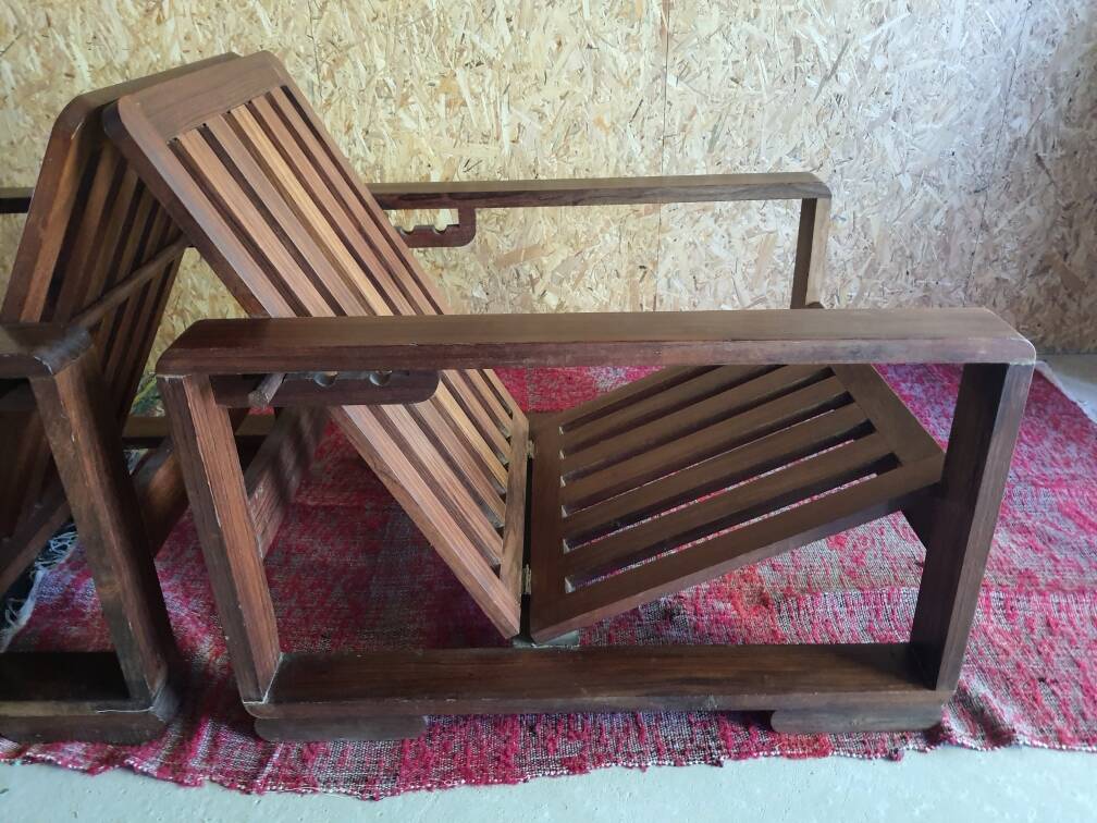Pair of modernist Rio rosewood rack-and-pinion armchairs