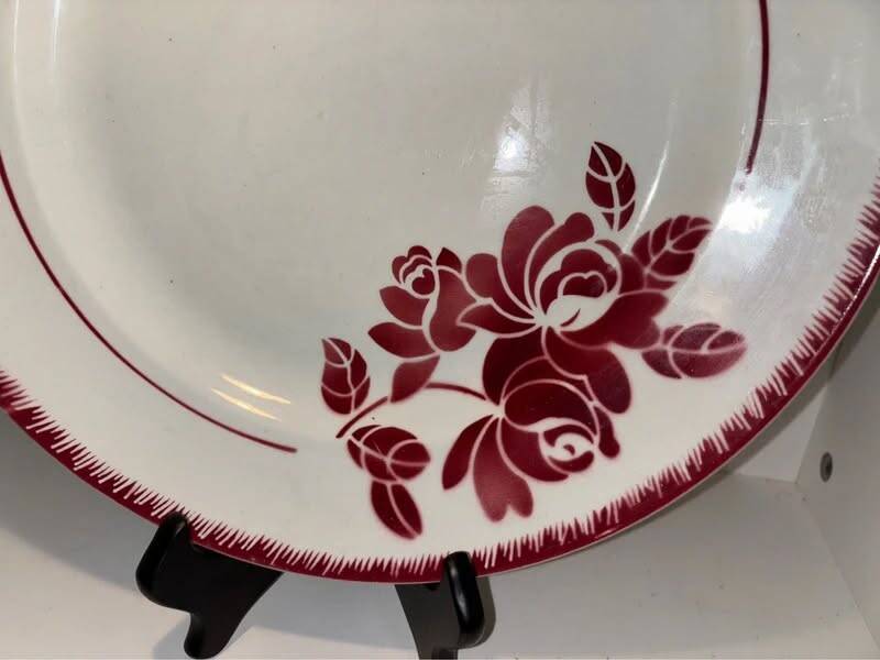 Antique deep earthenware dish FB Badonviller