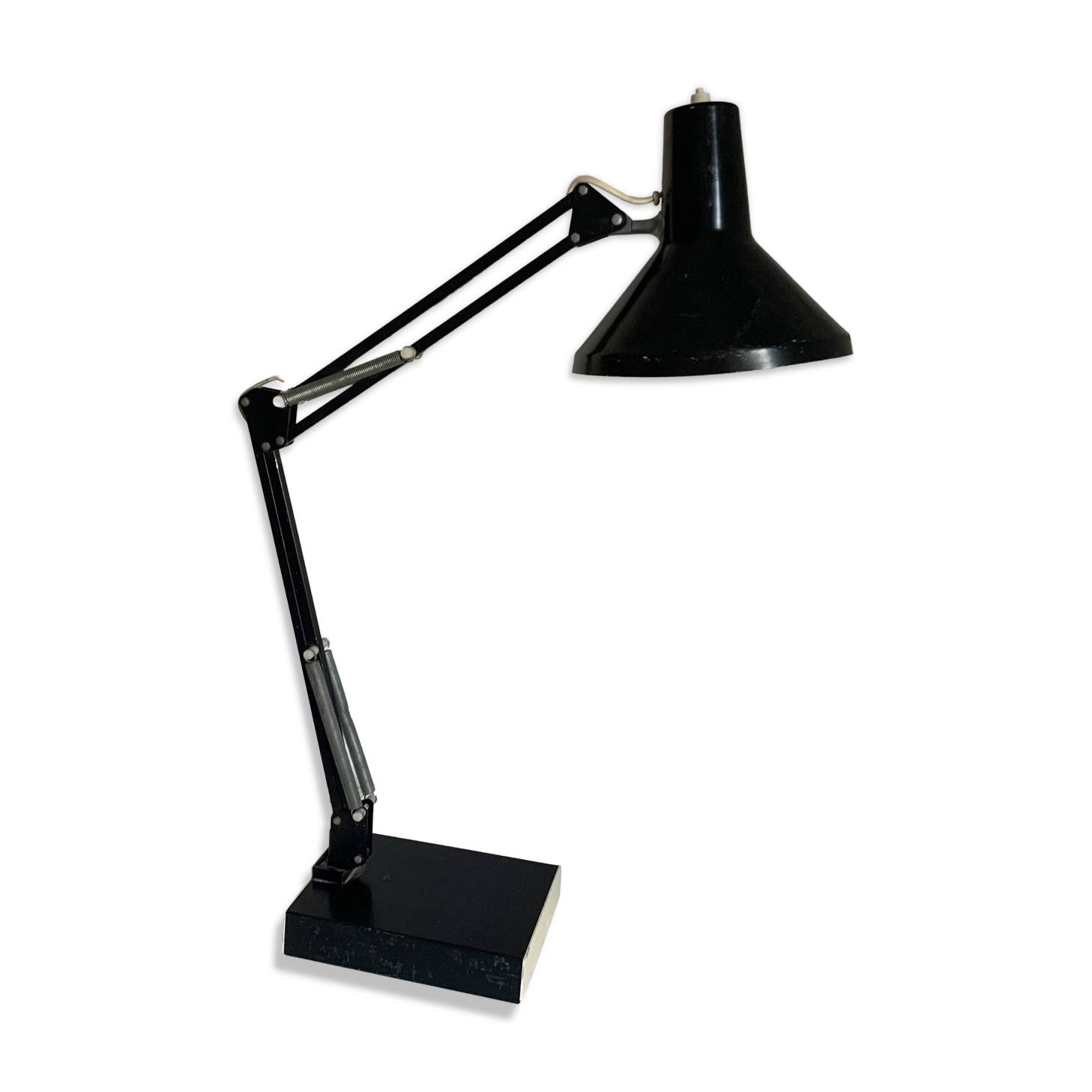 Lampe vintage 1970 d'architecte Twist noire bureau - 70 cm