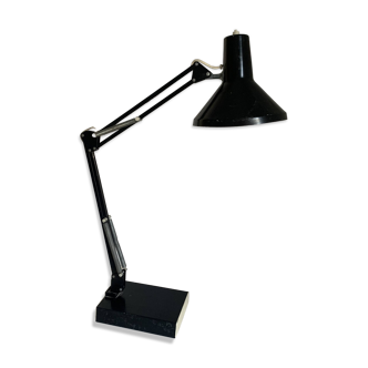 Lampe vintage 1970 d'architecte Twist noire bureau - 70 cm