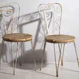 Anciennes chaises d’extérieur blanches (vers 1920). Ensemble de 4 pièces
